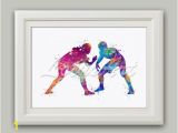 Ice Hockey Wall Murals Wrestling Watercolor Print Female Vs Male Wrestling Wall Art Sports Poster Home Decor Girl S Room Decor Wrestling Poster Sports Wall Art