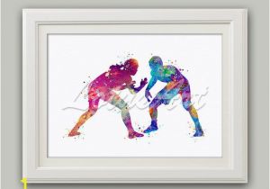 Ice Hockey Wall Murals Wrestling Watercolor Print Female Vs Male Wrestling Wall Art Sports Poster Home Decor Girl S Room Decor Wrestling Poster Sports Wall Art