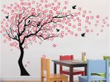 Illusion Wall Murals Carved Sakura Tree Kids Room Wall Decals Children Nursery Art