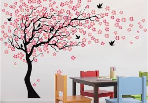 Illusion Wall Murals Carved Sakura Tree Kids Room Wall Decals Children Nursery Art