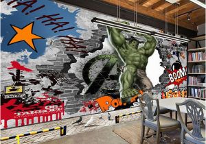 Incredible Hulk Wall Mural Großhandel Avengers Fototapete Gewohnheit 3d Hulk Tapete Graffiti Tapete Kinder Schlafzimmer Wohnzimmer Büro Tv Kulisse Superheld Die Einrichtung Der