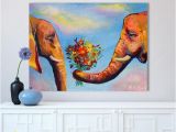 India Wall Murals Suppliers 2019 Wall Art for Living Room Colorful Elephant Couple Flowers Animal Painting Canvas Oil Painting No Frame From Cocoart2016 $26 77