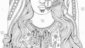 Indian Girl Coloring Pages Vector Hand Drawn Portrait Of An Indian Girl with A Pattern