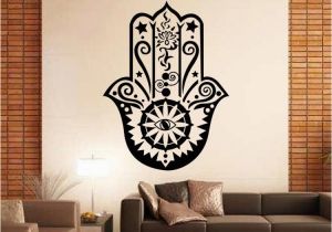 Indian Mural Wall Art Art Design Hamsa Hand Wall Decal Vinyl Fatima Yoga Vibes Sticker Fish Eye Decals Buddha Home Decor Lotus Pattern Mural Stickers for Walls In Bedrooms