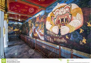 Indian Mural Wall Art Thai Mural Painting at Wat Phra Kaew Stock Image Of