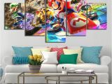 Interior Decorating Wall Murals Wall Art Poster Modular Canvas 5 Pieces Mario Kart Cartoon Game Paintings Frameworks Decor for Living Room Hd Prints