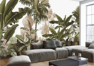 Interior Wall Mural Ideas Hand Painted Tropical Rainforest forest Wallpaper Wall Mural