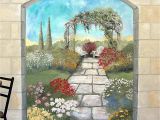 Italian Landscape Murals Garden Mural On A Cement Block Wall Colorful Flower Garden Mural