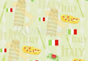 Italian Restaurant Wall Murals Wall Murals Italy Travel Seamless Pattern with National