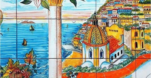 Italian Wall Tile Murals Ceramic Murals for Kitchen Backsplash Coast Of Positano