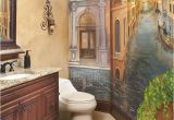 Italian Wall Tile Murals Powder Bath with Venetian Mural