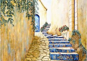 Italian Wall Tile Murals sole Journey Canvas Art by Artist Linda Paul