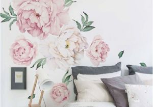 Ivory Rose Wall Mural Peony Flowers Wall Sticker Vintage Watercolor Peony Wall
