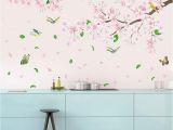 Japanese Cherry Blossom Tree Wall Mural Cherry Blossom Decals Mural Wall Sticker Decor White Blossom Tree Branch Art Wall Stickers