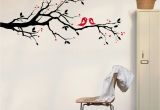 Japanese Cherry Blossom Tree Wall Mural Cherry Blossom with Love Birds Wall Decal
