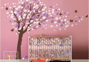 Japanese Cherry Blossom Tree Wall Mural Flower Tree Wall Decal Tree butterflies Cherry Blossom Decal Nursery