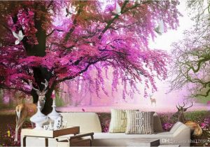 Japanese Cherry Blossom Wall Mural 3d Room Wallpaper Cloth Custom Dream Cherry Tree Deer Tv Background Wall Home Improvement 3d Wall Murals Wallpaper for Walls 3 D Canada 2019