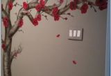 Japanese Cherry Blossom Wall Mural Red Cherry Blossom Tree Bathroom Mural