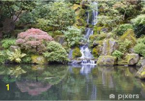 Japanese Garden Wall Murals Japanese Garden Koi Pond with Waterfall Wall Mural • Pixers • We