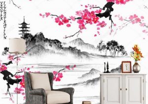 Japanese Murals for Walls Japanese Landscape Wallpaper Landscape with Sakura Branches