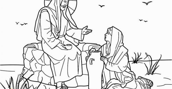 Jesus and the Samaritan Woman Coloring Page 15 Fresh Woman at the Well Coloring Page