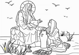 Jesus Raises Lazarus From the Dead Coloring Page Jesus and the Samaritan Woman at the Well Bible Coloring Page
