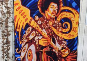 Jimi Hendrix Wall Mural Jimi Hendrix Art Psychedelic Tapestry Quilted Wall Decor Woodstock Memorabilia Rock and Roll Quilt for Sale Cotton Print Gift for Him Her