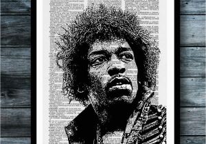Jimi Hendrix Wall Mural Jimi Hendrix Vintage Dictionary Art Print Rock Music Wall