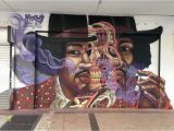 Jimi Hendrix Wall Mural Nychos "purple Haze" Portrait Of Jimi Hendrix Miami Fl