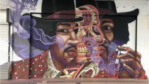 Jimi Hendrix Wall Mural Nychos "purple Haze" Portrait Of Jimi Hendrix Miami Fl