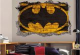 John Deere Wall Stickers Murals Batman Logo Wall Art Decal 3d Smashed Wood Textured Vinyl Wall Decor