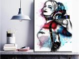 Joker Wall Mural Zz1095 Wall Modern Movie Batman Joker Harley Quinn Canvas Painting