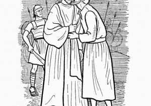 Judas Betrays Jesus with A Kiss Coloring Page Apostles Coloring Pages Le Printables
