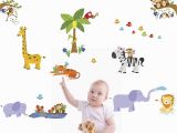 Jungle Adventure Wall Mural Treepenguin Kids Jungle Animals Wall Decals Cute Safari theme Wall Stickers for Baby toddler Boys & Girls Rooms Peel and Stick Bedroom and Nursery