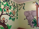 Jungle Animals Wall Mural Monkeys Elephant Kids Jungle themed Room Wall Murals