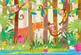 Jungle Animals Wall Mural Monkeys In 2019 Cartoon Animals Wall Murals