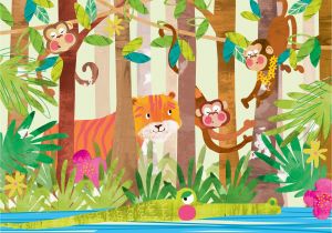 Jungle Animals Wall Mural Monkeys In 2019 Cartoon Animals Wall Murals