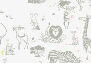 Jungle Animals Wall Mural Safari Animals Kids Wallpaper Taupe