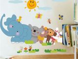 Jungle Animals Wall Mural Stickerskart Wall Stickers Jungle Cartoon Cute Animals 5705 60×90 Cms