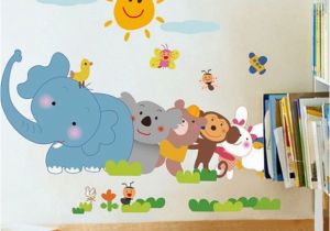 Jungle Animals Wall Mural Stickerskart Wall Stickers Jungle Cartoon Cute Animals 5705 60×90 Cms