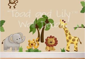 Jungle Mural for Nursery Fabric Wall Decals Jungle Animal Safari Girls Boys Bedroom Playroom