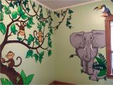 Jungle Mural for Nursery Monkeys Elephant Kids Jungle themed Room Wall Murals Painting