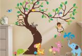 Jungle Mural for Nursery Oversize Jungle Animals Tree Monkey Owl Removable Wall Decal