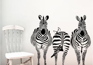 Jungle Safari Wall Murals Zebras Vinyl Sticker Wall Art 22 Inches X 35 Inches Black