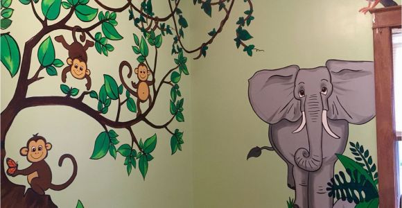 Jungle theme Wall Murals Monkeys Elephant Kids Jungle themed Room Wall Murals Painting
