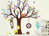 Jungle Wall Mural for Nursery Amazon Elecmotive Cartoon forest Animal Monkey Owls Fox Rabbits