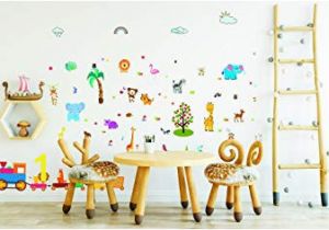 Jungle Wall Mural for Nursery Amazon forest Animals Wall Stickers and Decals for Boys and