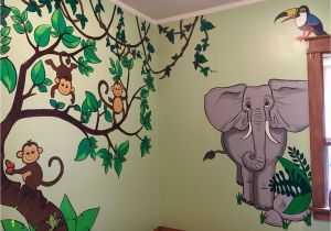 Jungle Wall Mural for Nursery Monkeys Elephant Kids Jungle themed Room Wall Murals Painting