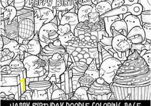 Kawaii Cute Coloring Pages Happy Birthday Doodle Coloring Page Printable