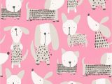 Kelly Hoppen Wall Mural Kids Wallpaper Dog Ic Pink White Metallic 2
